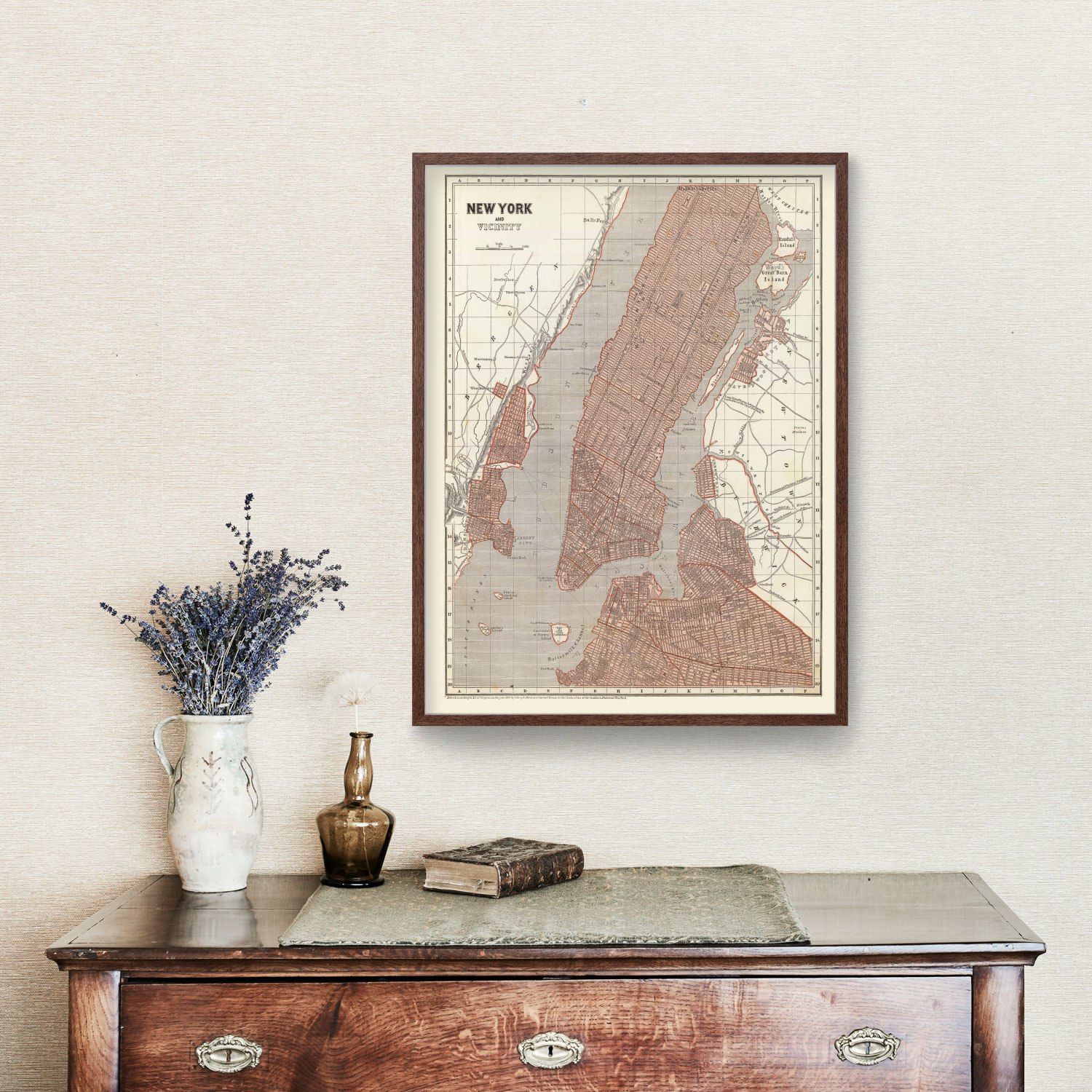 Vintage Map of New York City, New York 1845 by Ted's Vintage Art