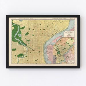 Vintage Map of Philadelphia, Pennsylvania 1924