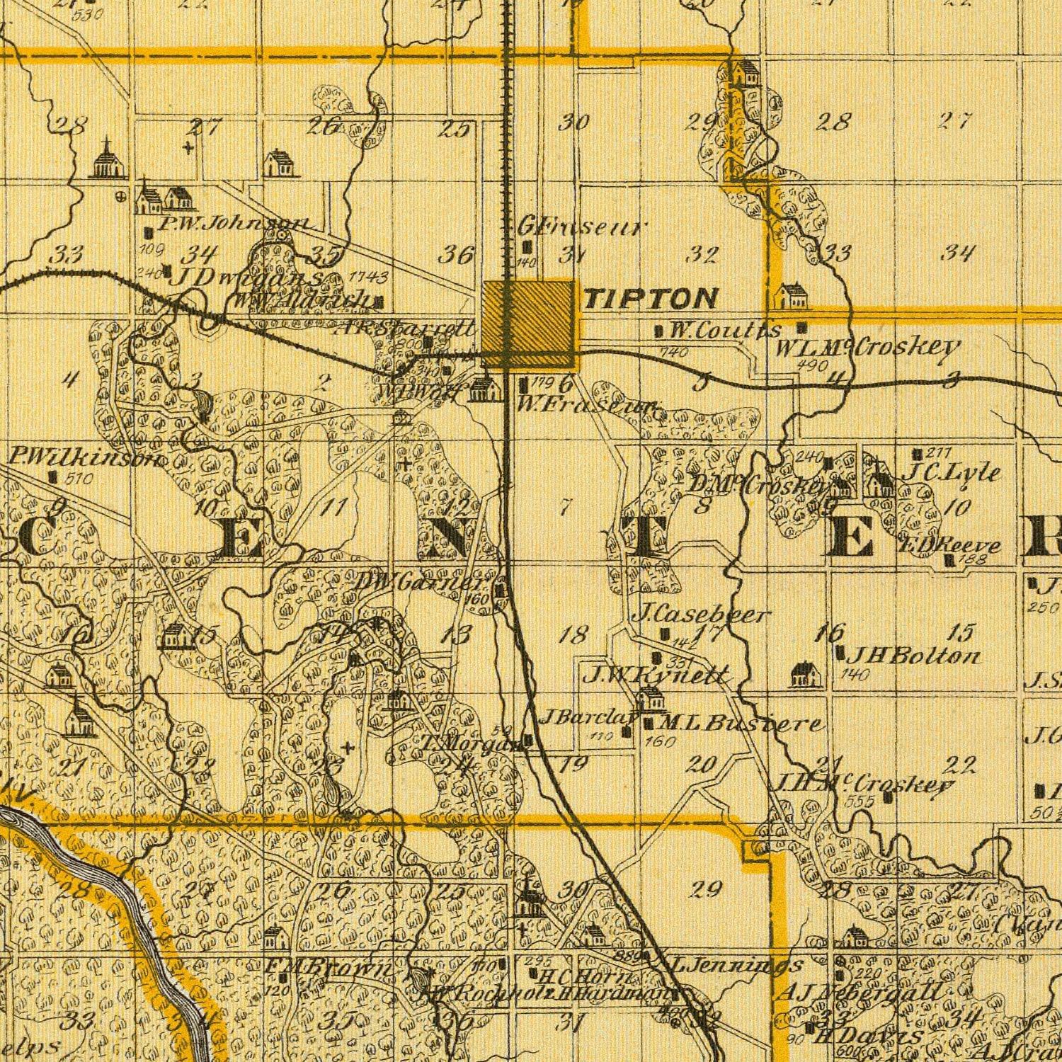 Vintage Map of Cedar County, Iowa 1875 by Ted's Vintage Art