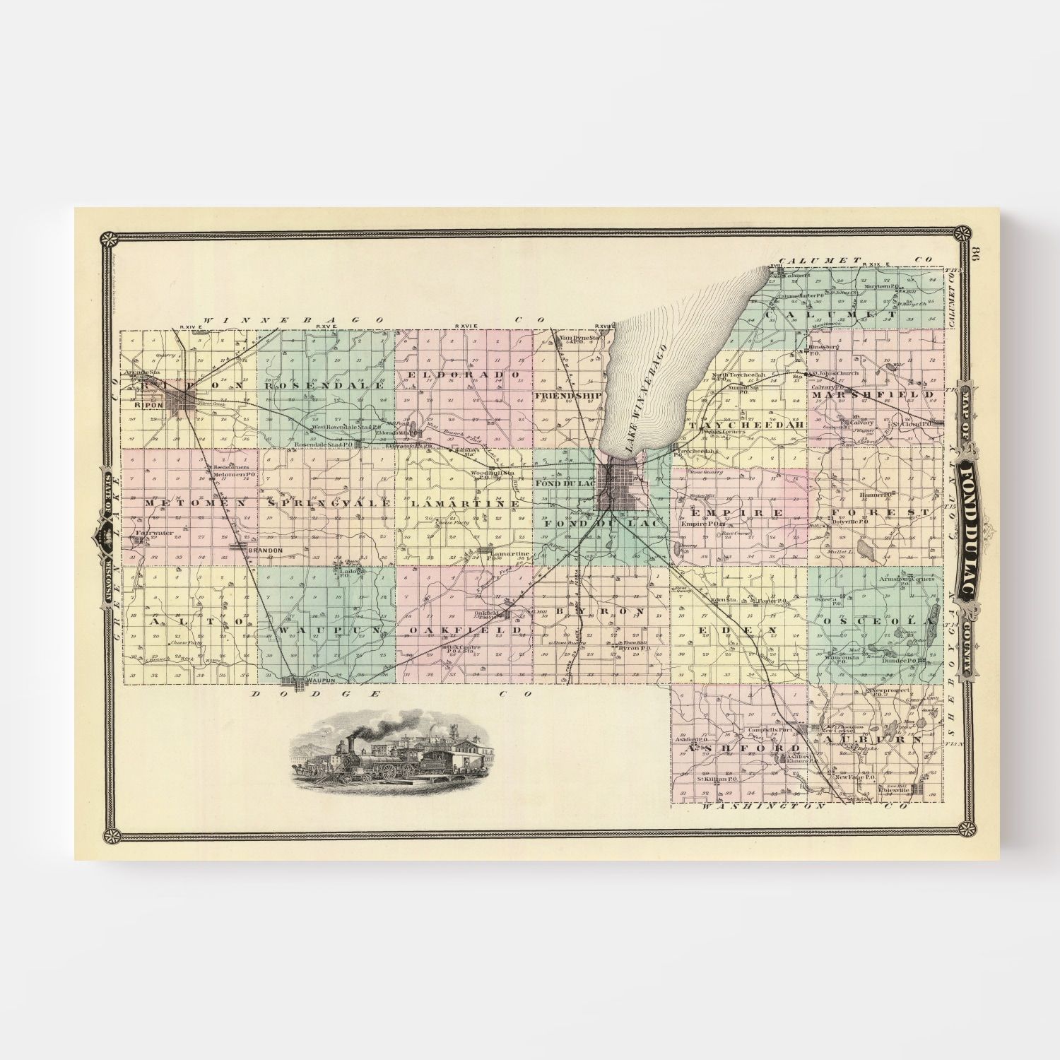 Vintage Map of Fond Du Lac County, Wisconsin 1878 by Ted's Vintage Art