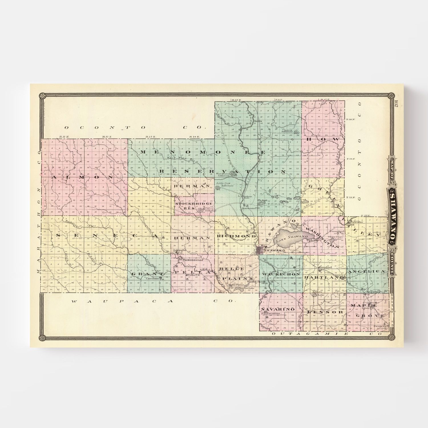 Vintage Map Of Shawano County Wisconsin 1878 By Ted S Vintage Art   4611 2 