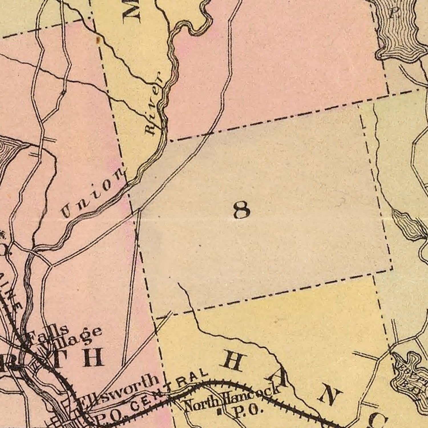 Vintage Map of Hancock County, Maine 1885 by Ted's Vintage Art