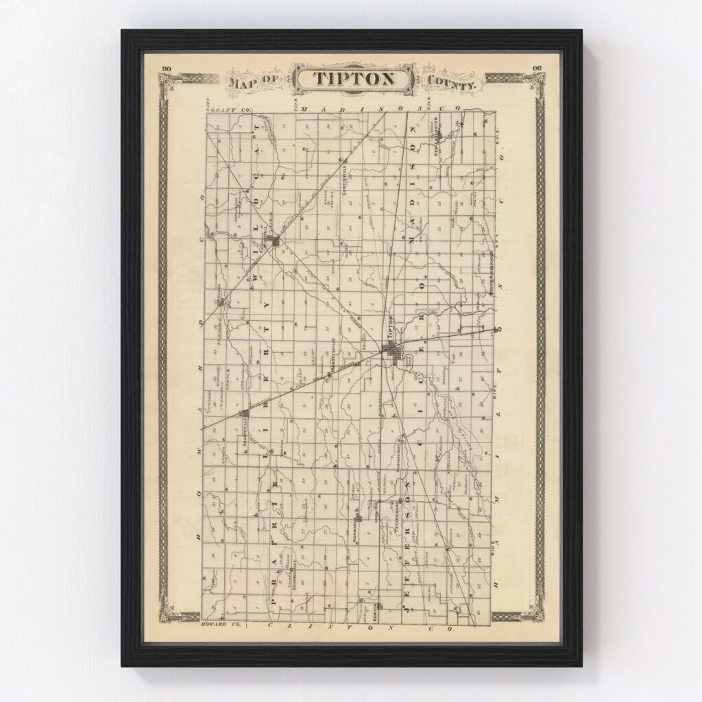 Vintage Map Of Tipton County, Indiana 1876 By Ted's Vintage Art