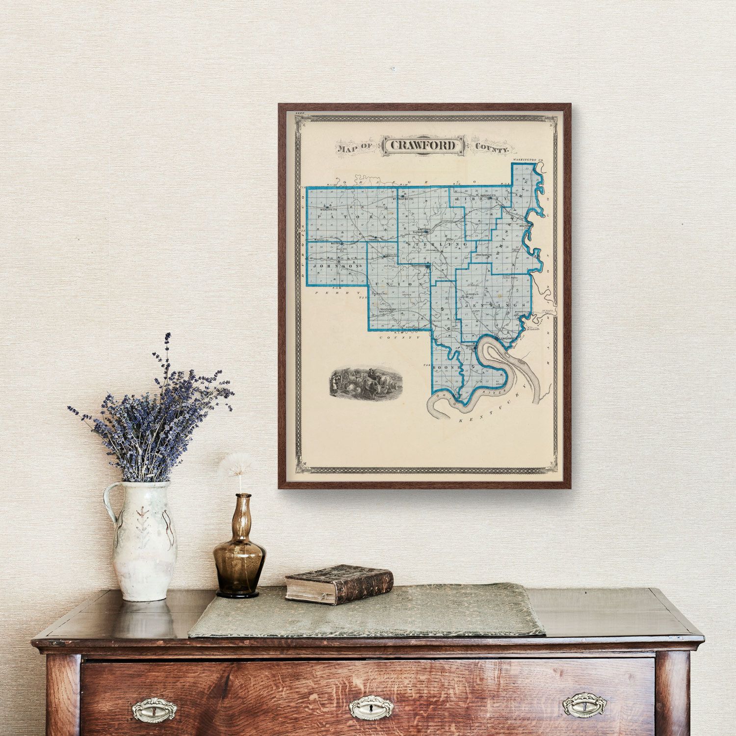 Vintage Map Of Crawford County Indiana 1876 By Ted S Vintage Art   4895 1 