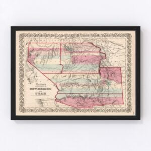 Vintage Map of New Mexico & Utah 1861