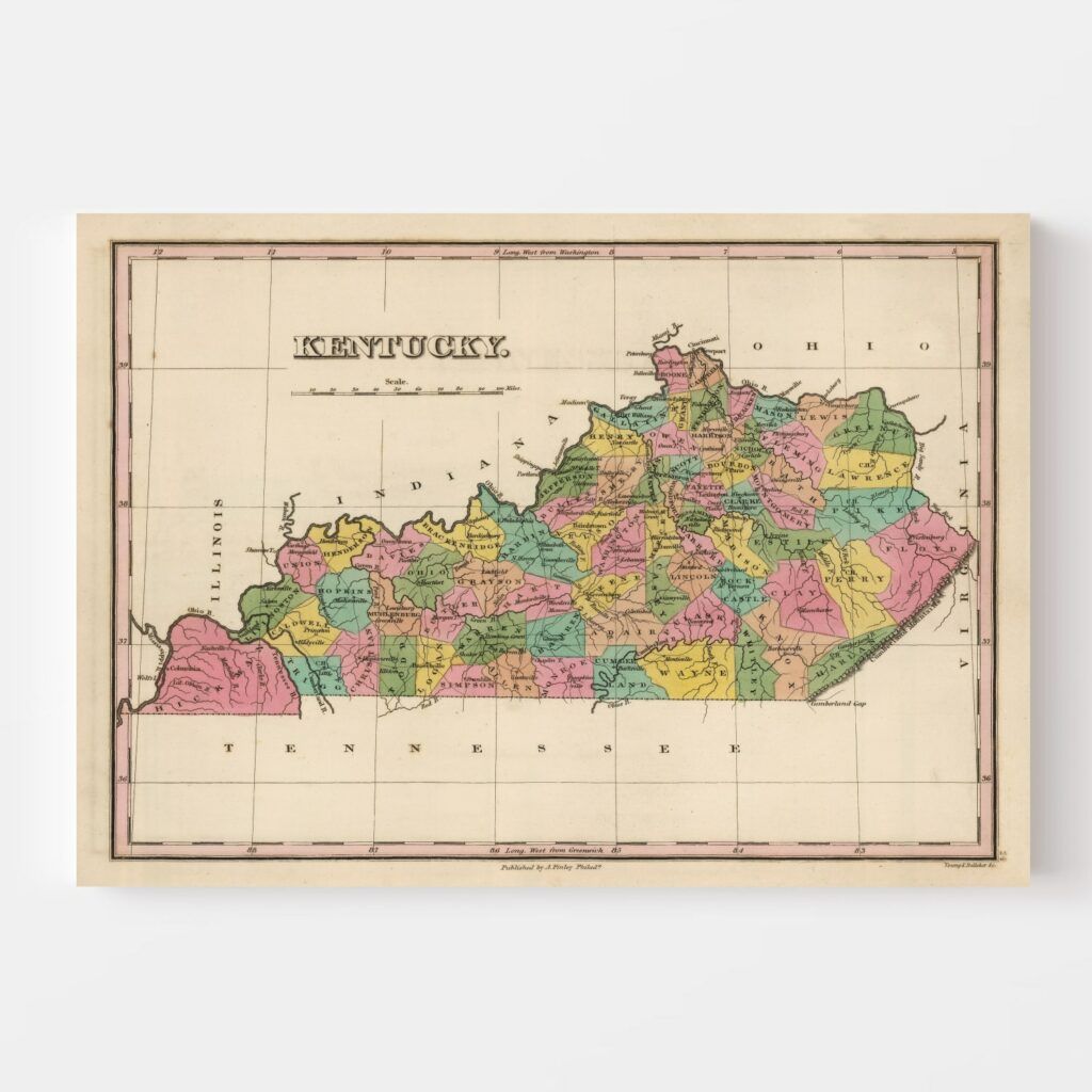 Vintage Map Of Kentucky 1824 By Ted S Vintage Art   5129 2 1024x1024 