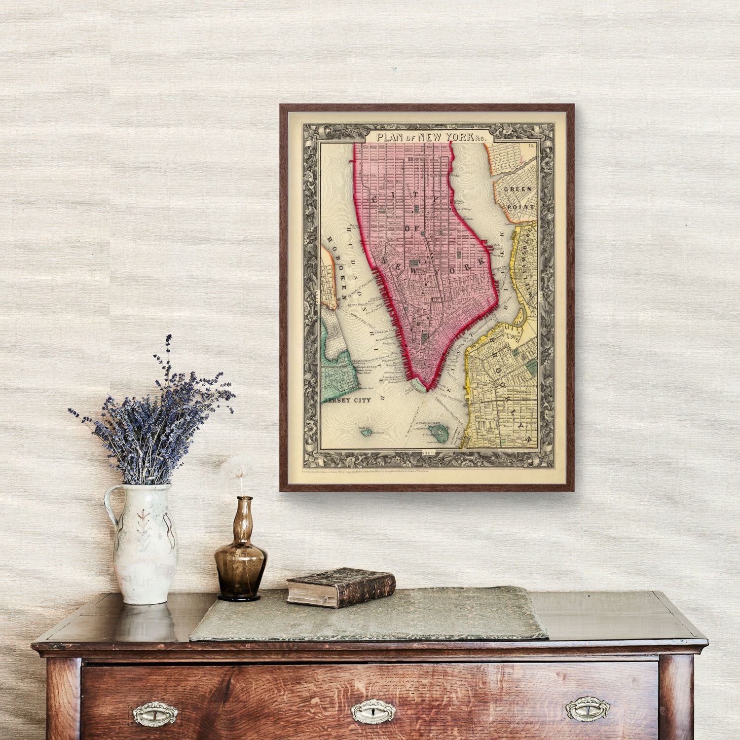 Vintage Map Of New York City, New York 1860 By Ted's Vintage Art