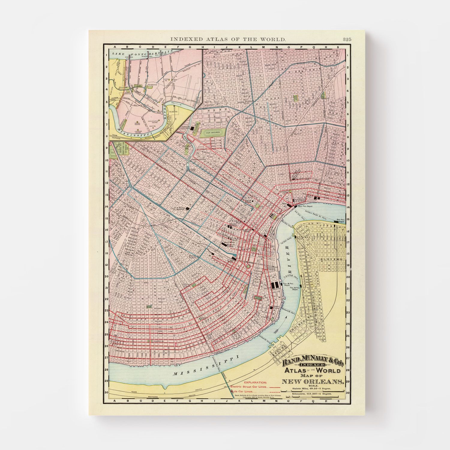 Vintage Map of New Orleans, Louisiana 1897 by Ted's Vintage Art