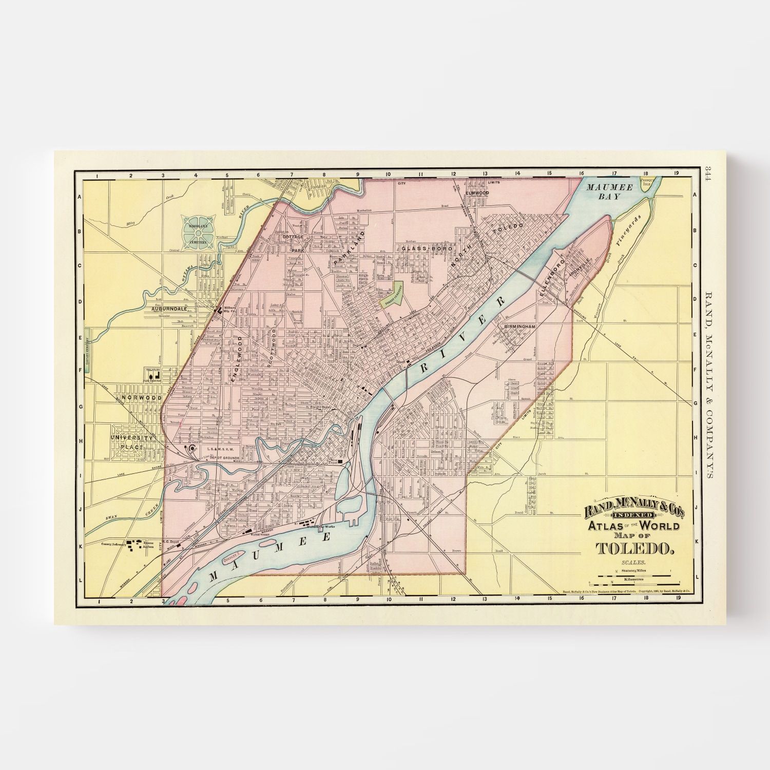 Vintage Map of Toledo, Ohio 1897 by Ted's Vintage Art