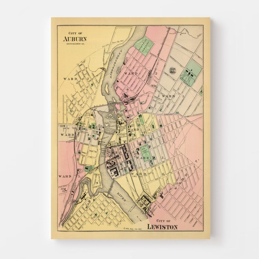 Vintage Map Of Auburn Maine 1894 By Ted S Vintage Art   5246 2 1024x1024 