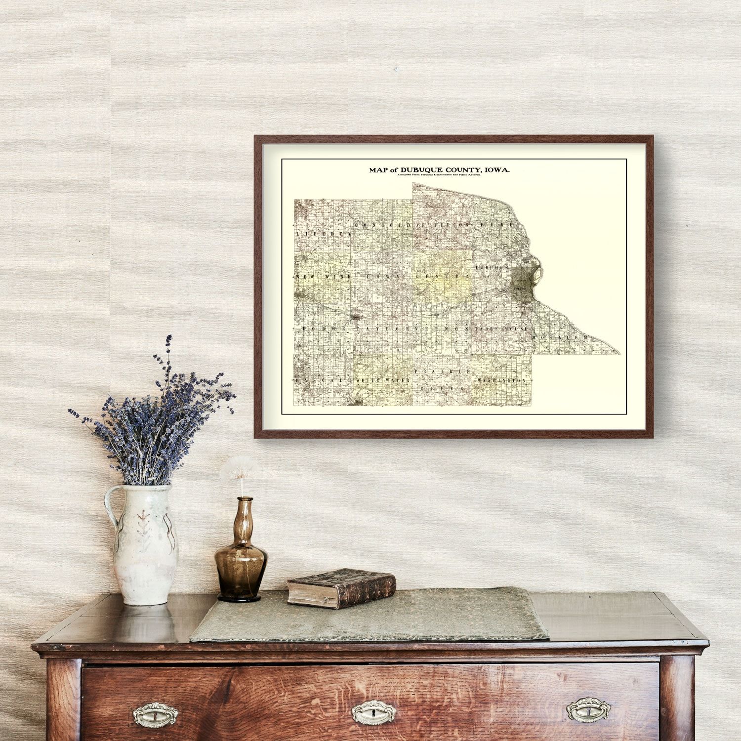 Vintage Map of Dubuque County, Iowa 1900