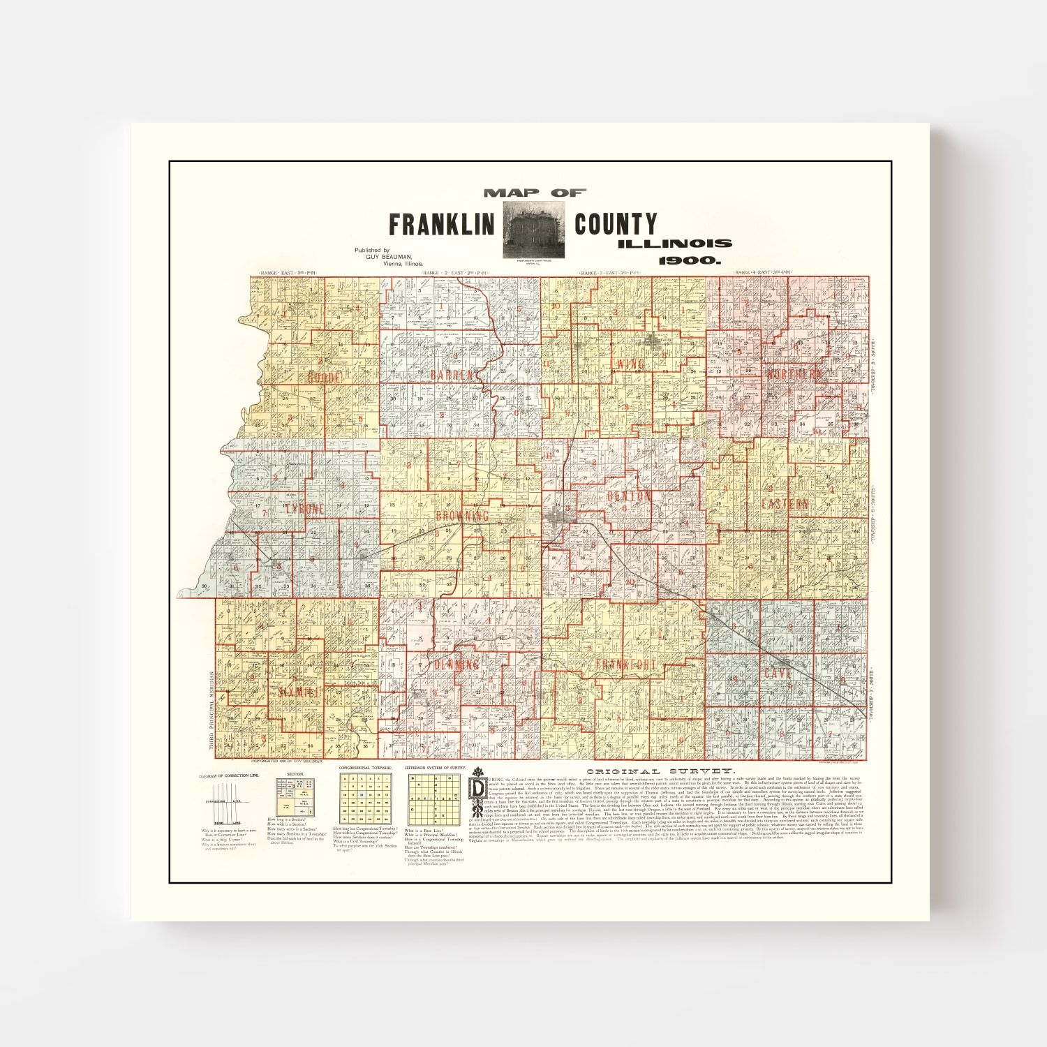 Vintage Map of Franklin County, Illinois 1900