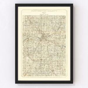 Vintage Map of Huntington County, Indiana 1903