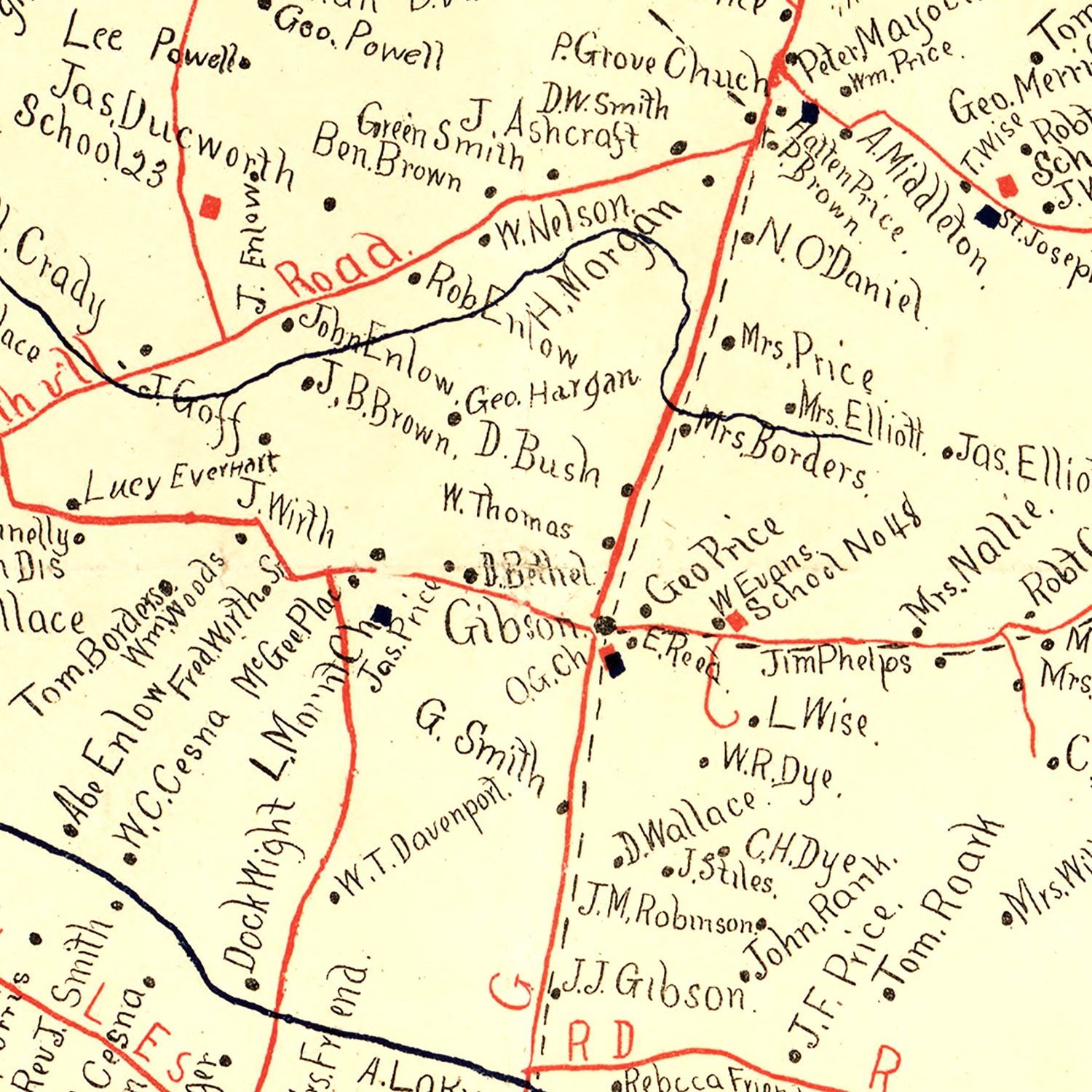 Vintage Map of Larue County, Kentucky 1899