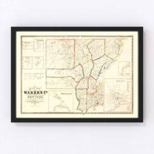 Vintage Map of Warren County, New York 1858