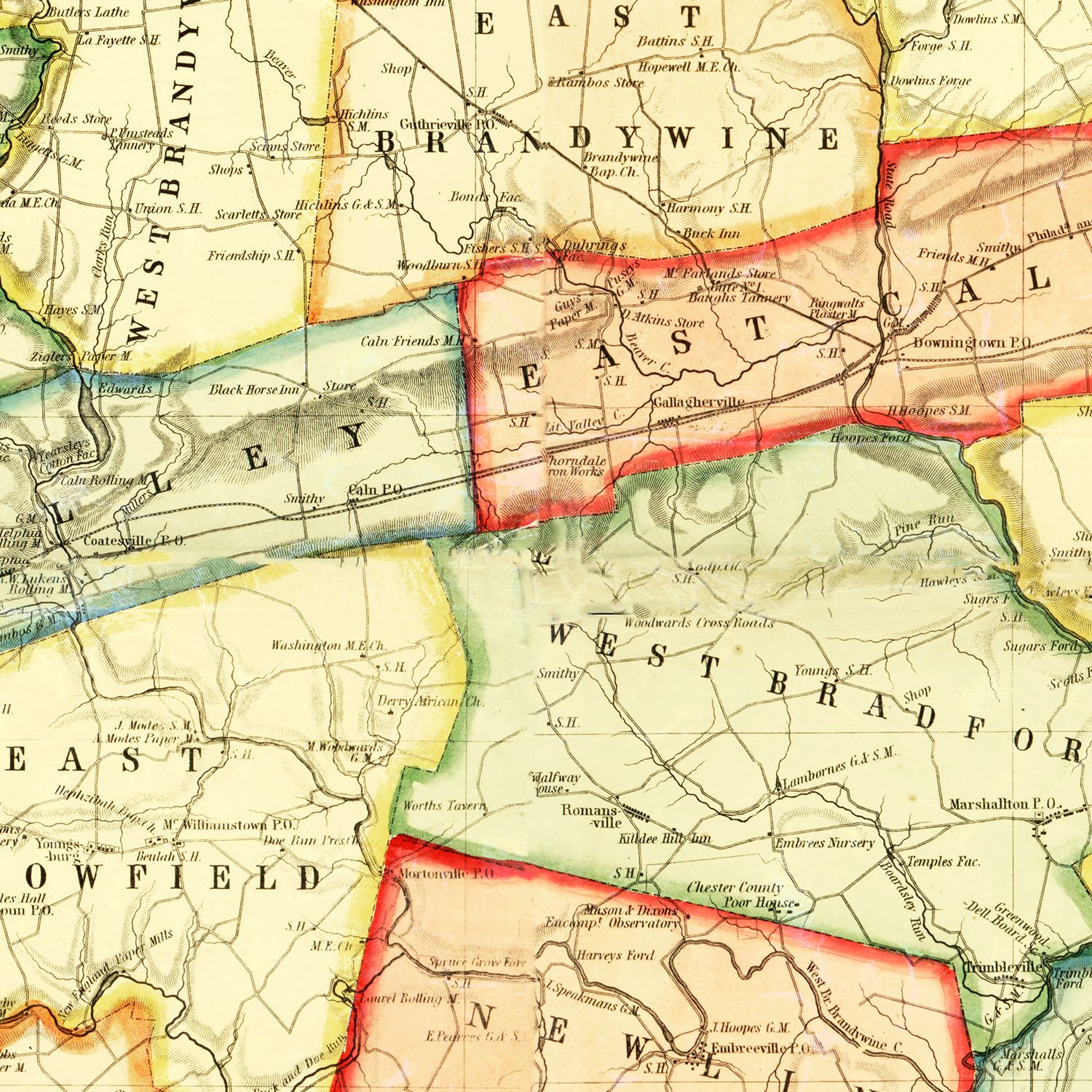 Vintage Map of Chester County, Pennsylvania 1856 6