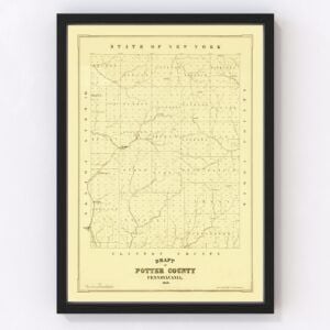 Vintage Map of Potter County, Pennsylvania 1856
