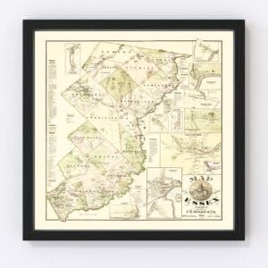 Vintage Map of Essex County, Vermont 1878