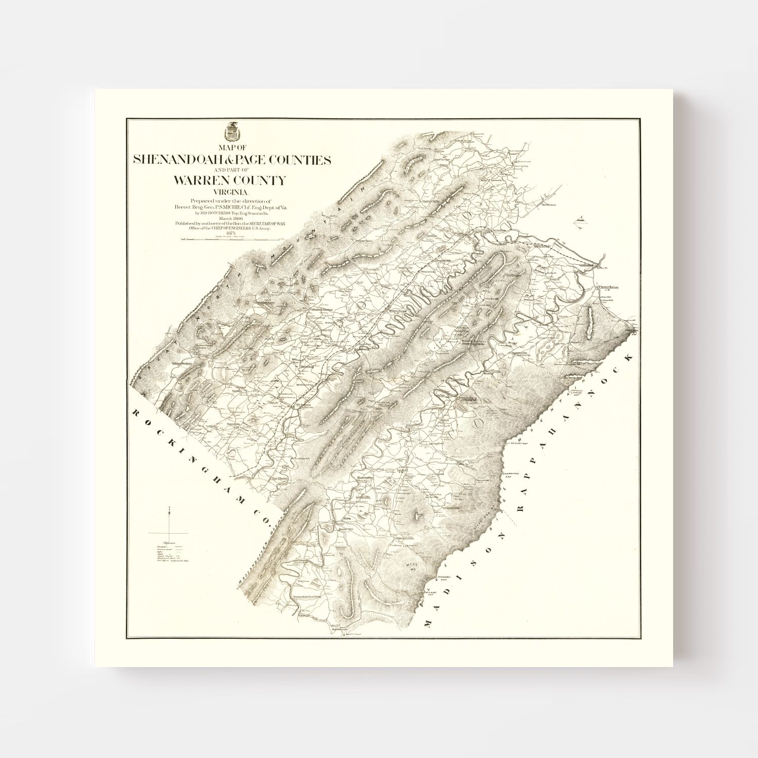 Vintage Map of Shenandoah & Page County, Virginia 1875