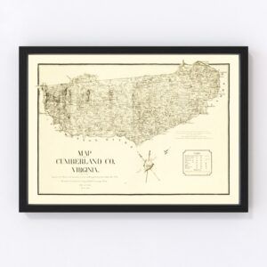 Vintage Map of Cumberland County, Virginia 1864
