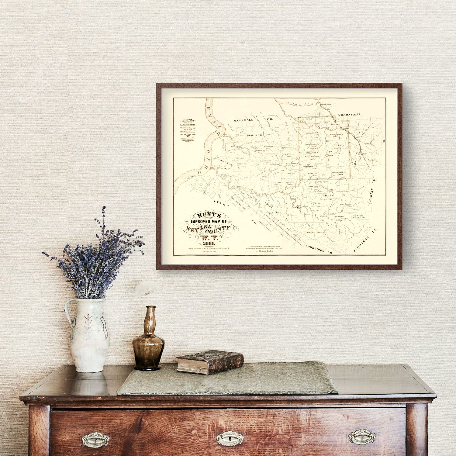 Vintage Map Of Wetzel County West Virginia 1865 By Ted S Vintage Art   5849 1 