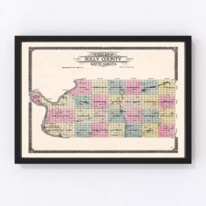 Vintage Map of Sully County, South Dakota 1916