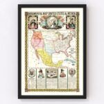 Vintage Map of Mexico & United States 1846 9