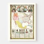 Vintage Map of Mexico & United States 1846 11