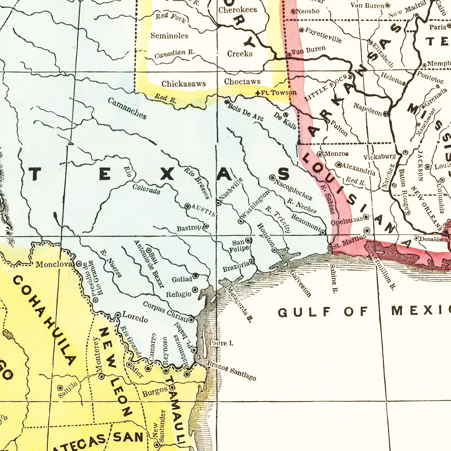 Vintage Map of Mexico & United States 1846 18
