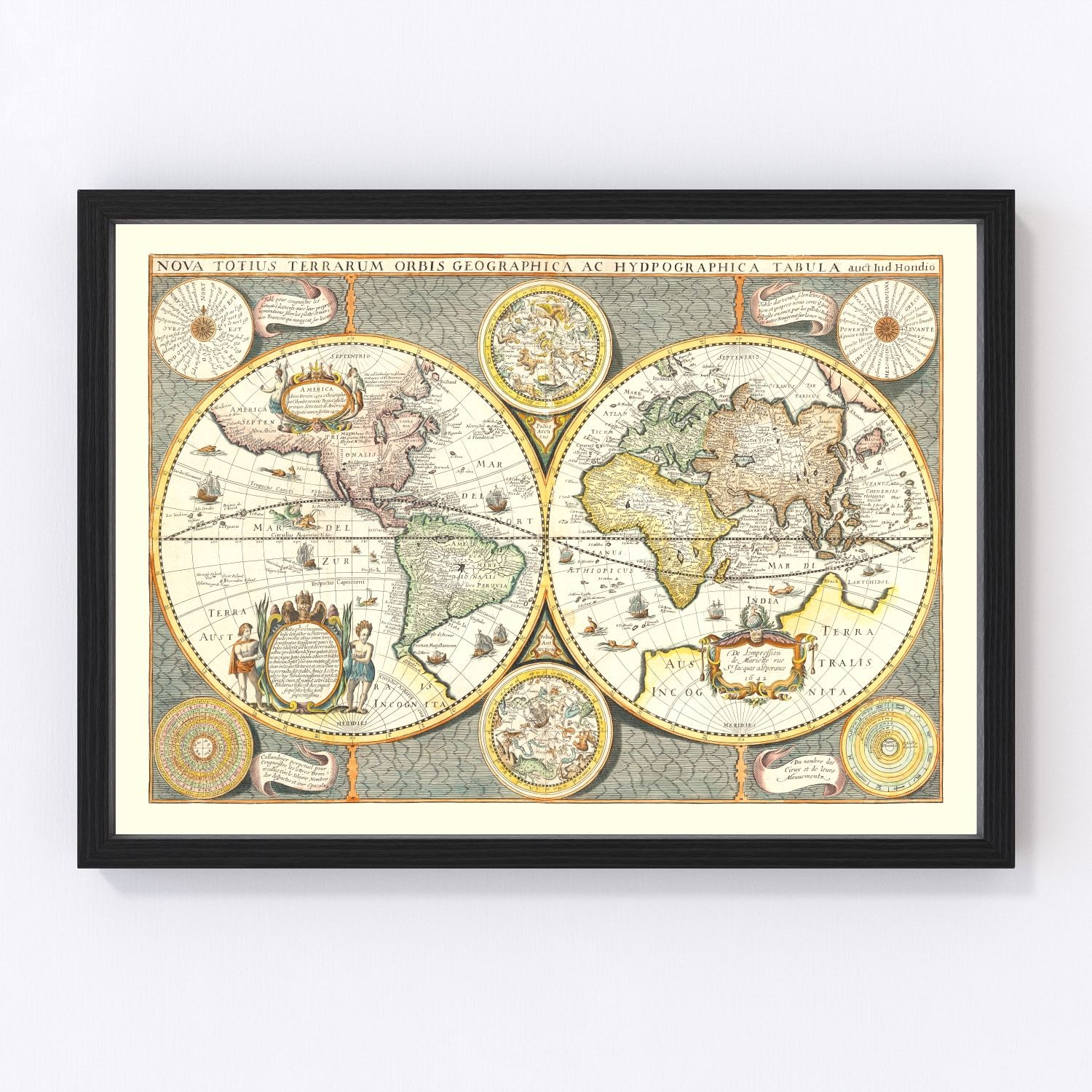 Vintage World Map 1642