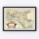 Vintage Map of Turkey, Saudi Arabia, Iraq & Syria 1623 9