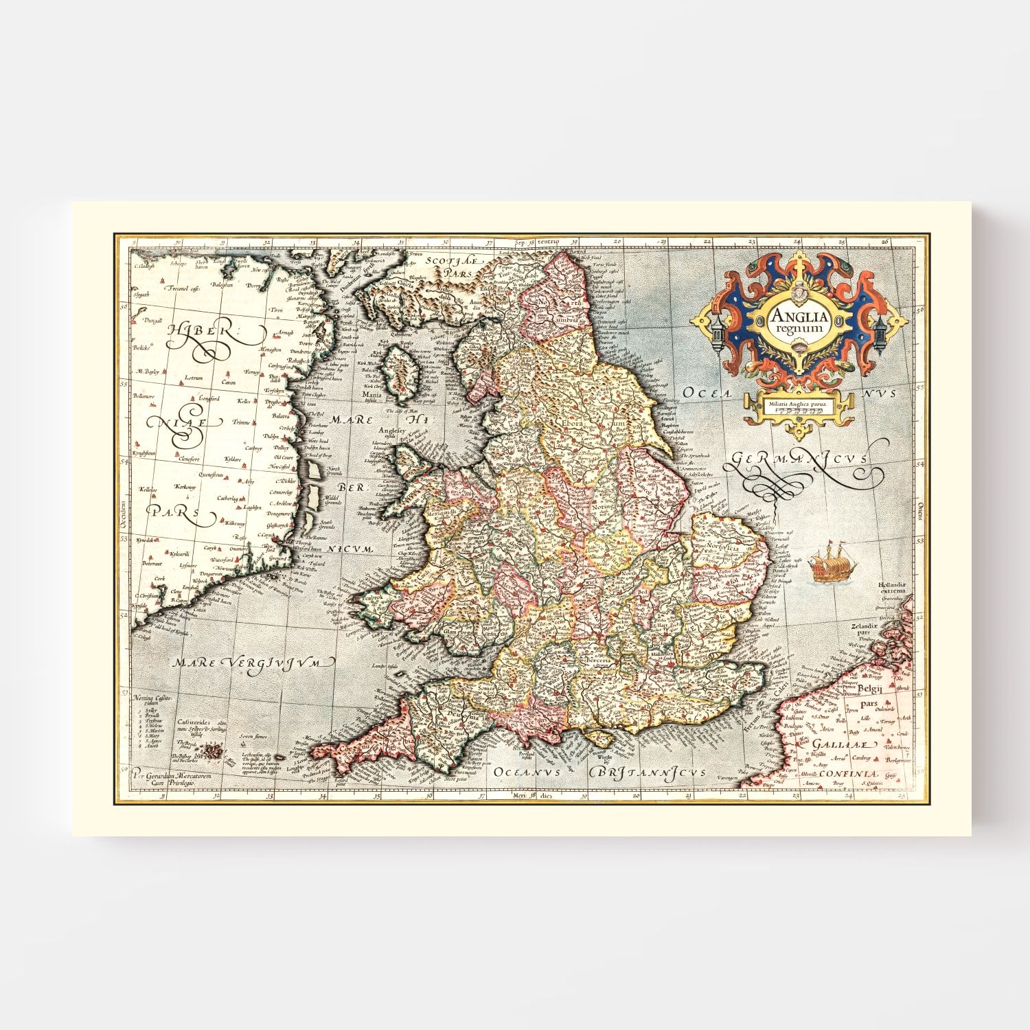 Vintage Map of England 1623 by Ted's Vintage Art