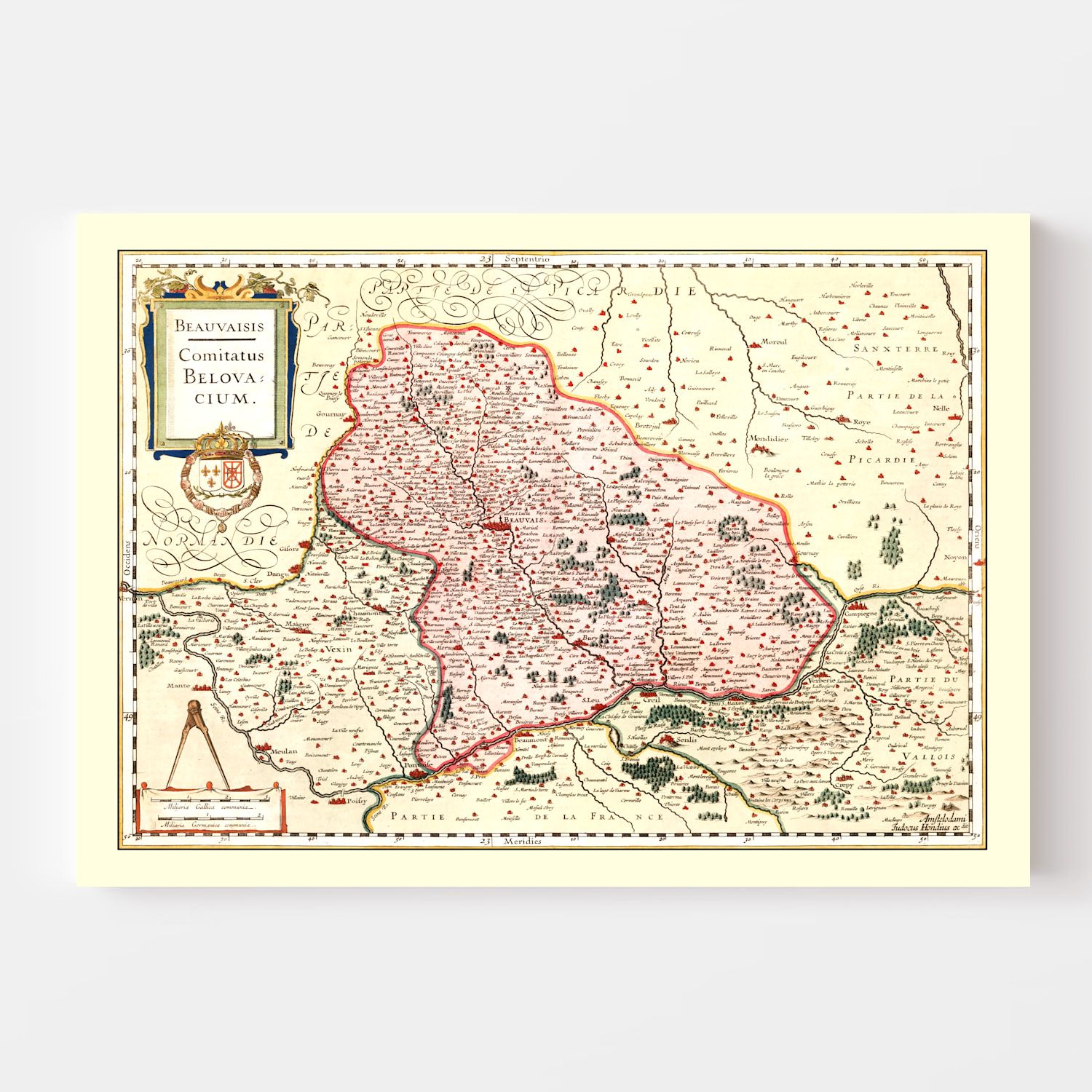 Vintage Map of Beauvais France, 1623 5