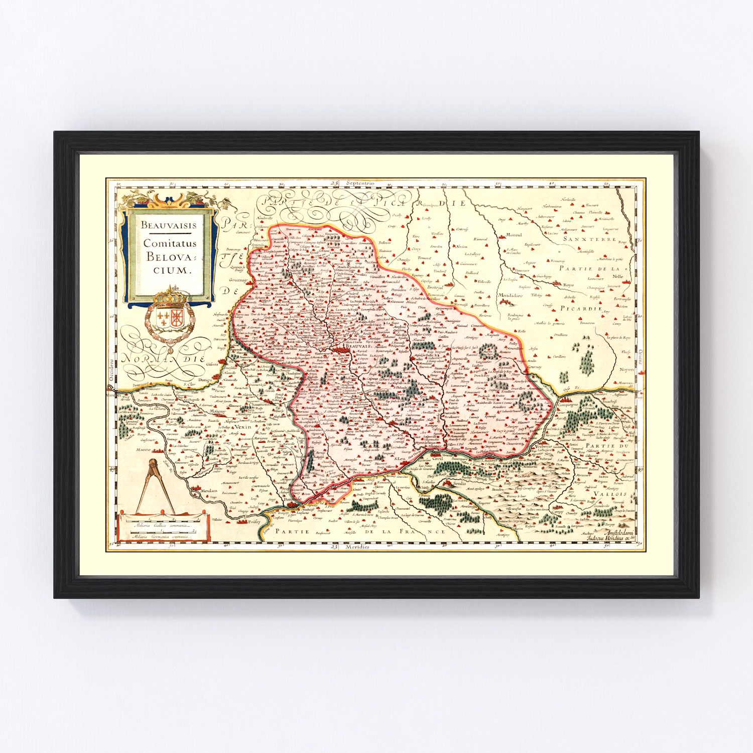 Vintage Map of Beauvais France, 1623 15