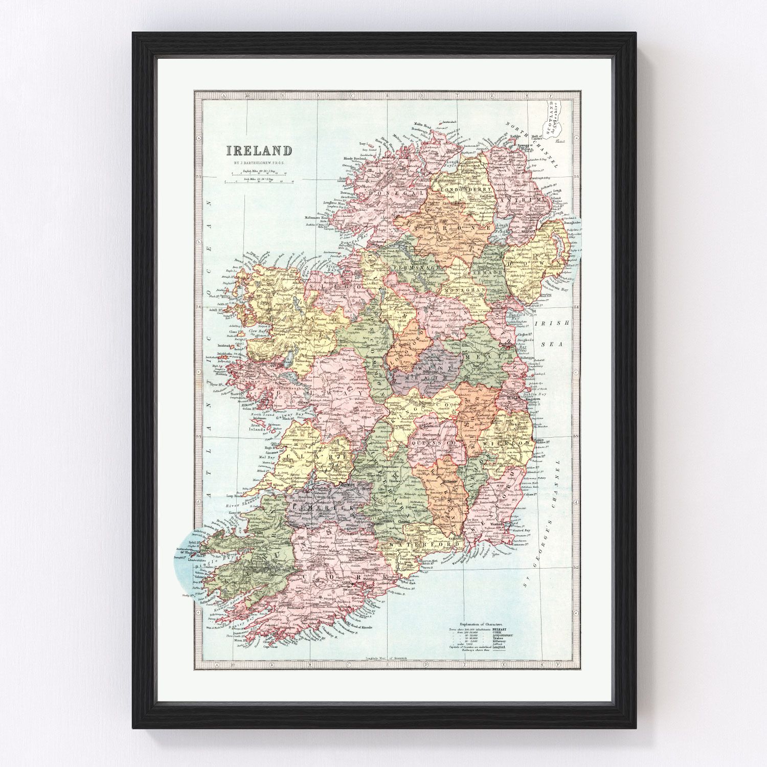 Vintage Map of Ireland 1871