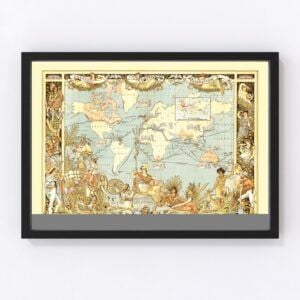Vintage World Map 1886