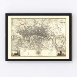 Vintage Map of London, England 1827
