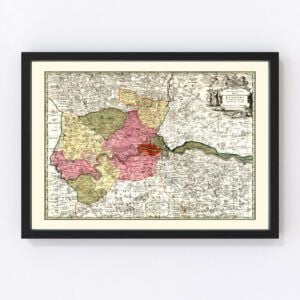 Vintage Map of London, England 1740