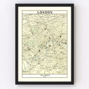 Vintage Map of London, England 1901