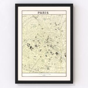 Vintage Map of Paris, France 1901
