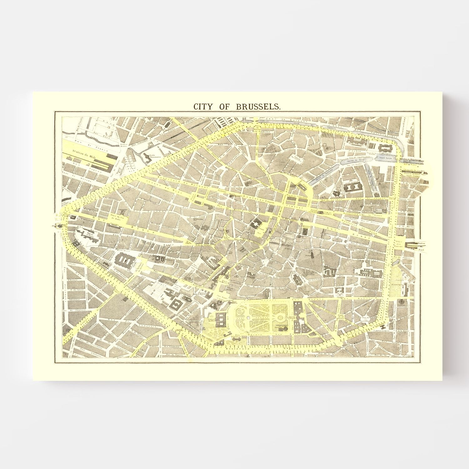 Vintage Map of Brussels, Belgium 1883 17