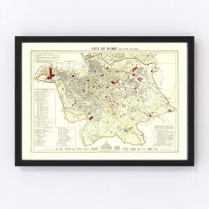 Vintage Map of Rome, Italy 1883