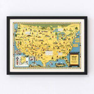 Vintage Map of United States 1944
