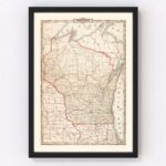Vintage Map of Wisconsin 1882