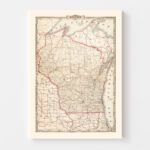 Vintage Map of Wisconsin 1882