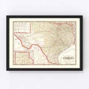 Vintage Railroad Map of Texas 1882