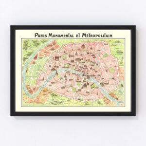 Vintage Map of Paris, France 1911