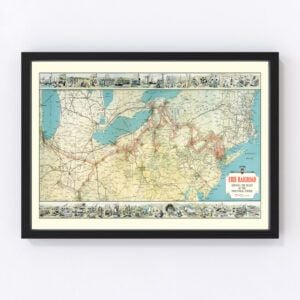 Vintage Erie Railroad Map 1927