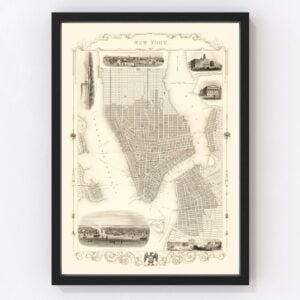 Vintage Map of New York, New York 1851