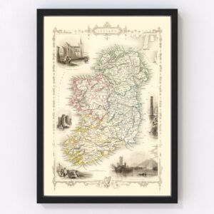 Vintage Map of Ireland 1851
